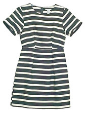 Dress H & M Fit and Flare Size 4 Short Sleeve Stripes Black White Lined