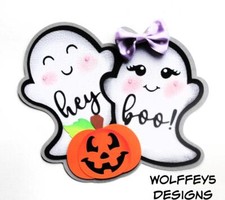 CRAFTECAFE HALLOWEEN GHOST KID TITLE premade paper piecing scrapbook DIECUT KID