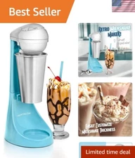 Versatile Two-Speed Electric Milkshake Maker - Retro Stainless Steel Blue