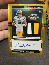 2022 Contenders Optic Christian Watson RPA Gold Prizm Rookie Patch Auto RC #4/5