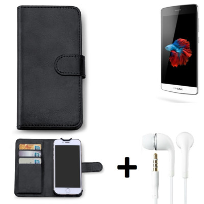 Protective cover f TP-LINK Neffos C5 + earphones Wallet Case protection flipcove