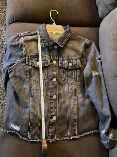 Black Denim Women’s Jacket Size M, Long Sleeve, Color Black - Picture 7 of 9