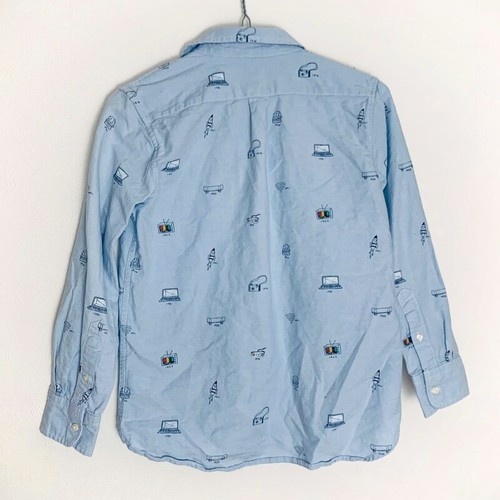GAP Kids Big Boys Tech Graphic Chambray Button Down Shirt Size 10 L - Picture 2 of 3