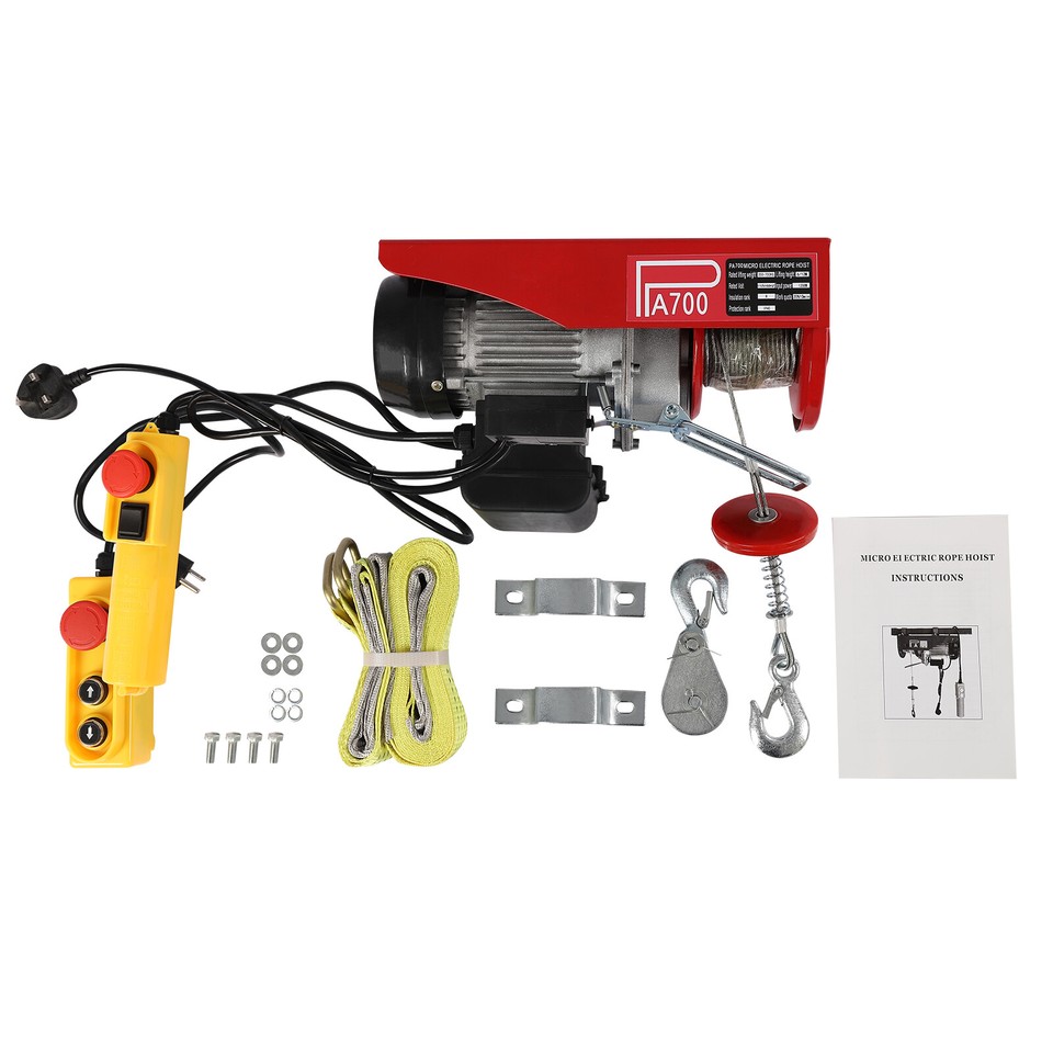 1543lbs Overhead Electric Hoist Crane Lift Garage Winch with Remote