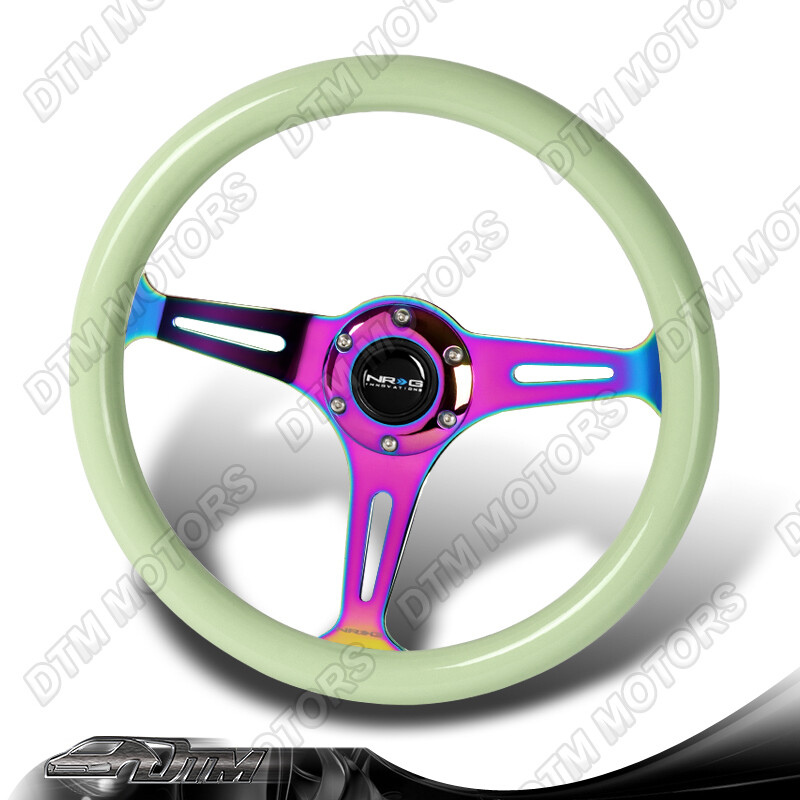NRG ST-015MC-GL 350MM White Wood Glow In Dark Grip Neo Chrome 14 NRG ST-015MC-GL 350MM White Wood Glow In Dark Grip Neo Chrome 14