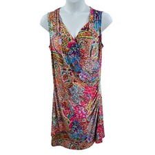 Lauren Ralph Lauren Womens XL Easter Spring Dress Wrap Ruched Paisley Sleeveless