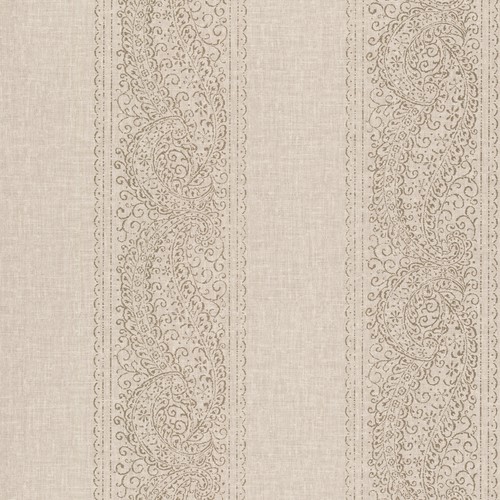 Fine Decor - Grey Taupe Silver Glitter Floral Paisley Stripes Feature Wallpaper - Picture 2 of 2
