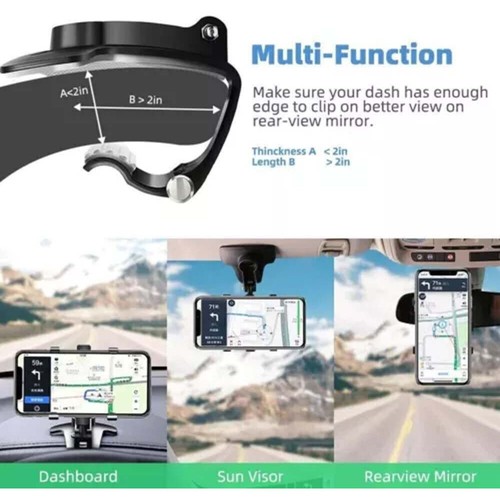 Car Dashboard Phone Holder Rotating Dashboard Clip Cell Phone Holder 360-Degree - Picture 3 of 10