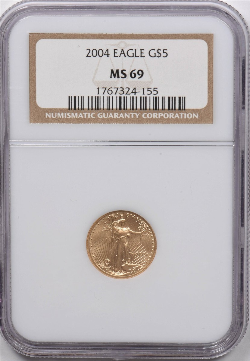 2004 5 Dollars gold NGC MS69 1/10oz gold eagle NG1637* combine