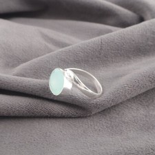Aqua Chalcedony Gemstone 925 Sterling Silver Handmade Jewelry Blue Stone Ring