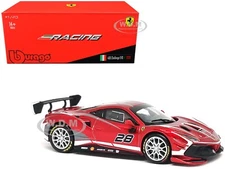 2020 FERRARI 488 CHALLENGE EVO #28 RED 1/43 DIECAST MODEL CAR BBURAGO 36309