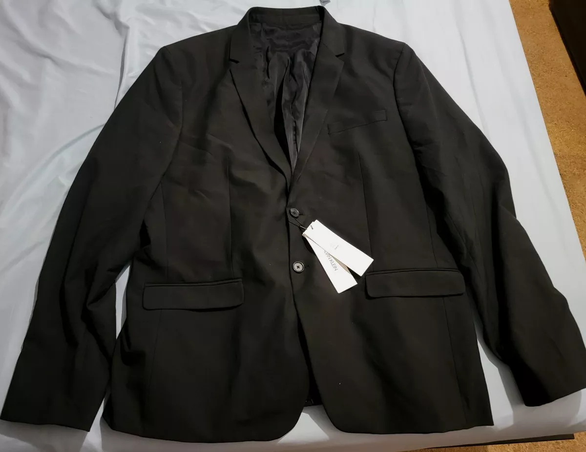 Calvin Klein Mens Modern Fit Two Button Formal Suit Coat Blazer Black 2X Large