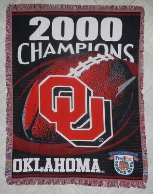 Oklahoma OU Sooners Football 2000 National Champions Throw Blanket Tapestry 