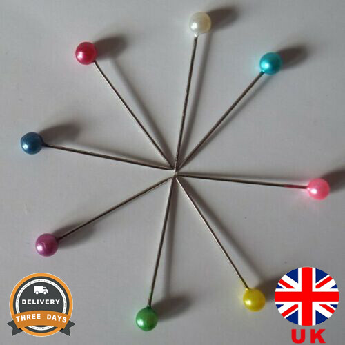 Rainbow Colour Faux Pearl Stud Straight Craft Dressmaker Pins Sewing - Picture 1 of 3