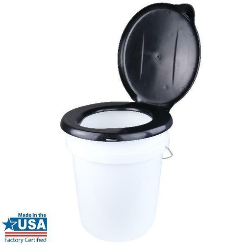 Portable Black Ozark Trail Bucket Toilet Seat Cover Camping Outdoor Travel New - Picture 4 of 5