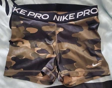 Nike Pro DRI FIT Shorts Green Camo Womens SMALL
