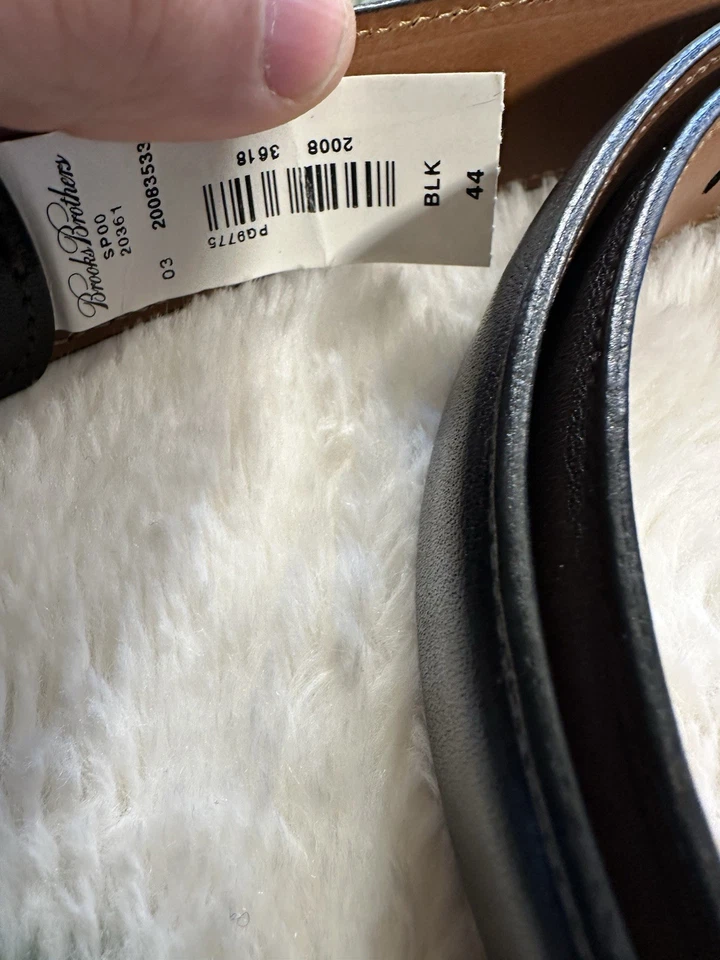 Cinto de Couro Brooks Brothers Cordovan – Fivela de Latão de Couro Horween Preto EUA - Imagem 3 de 4