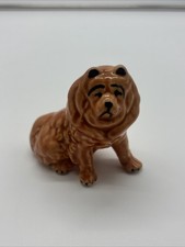 Miniature Ceramic Chow Chow Figurine: Brown Dog Statue