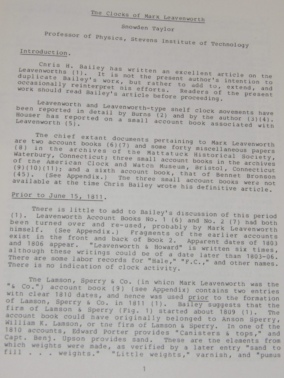 VTG 1987 BOOK - THE CLOCKS OF MARK LEAVENWORTH, SNOWDEN TAYLOR! HISTORY/PICTURES