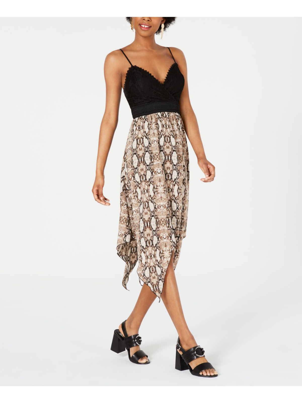 SPEECHLESS Black Spaghetti Strap V-Neck Midi Sheath Dress for Women XXS