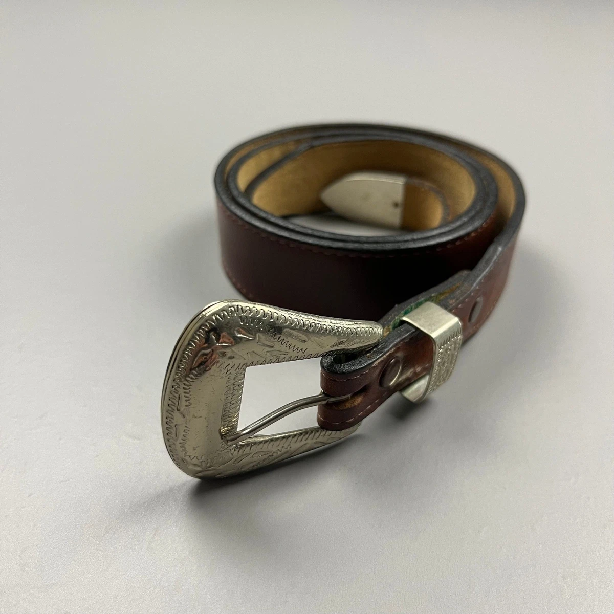 Justin vintage belt bone pipe beads, chevron-patterned weaving/silver buckle Nashville — Scrolled Rectangle Bead Edge Buckle - AndWest main image 3