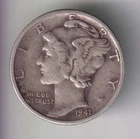 1941-D MERCURY DIME 10¢ DENVER 90% SILVER COIN UNITED STATES MINT