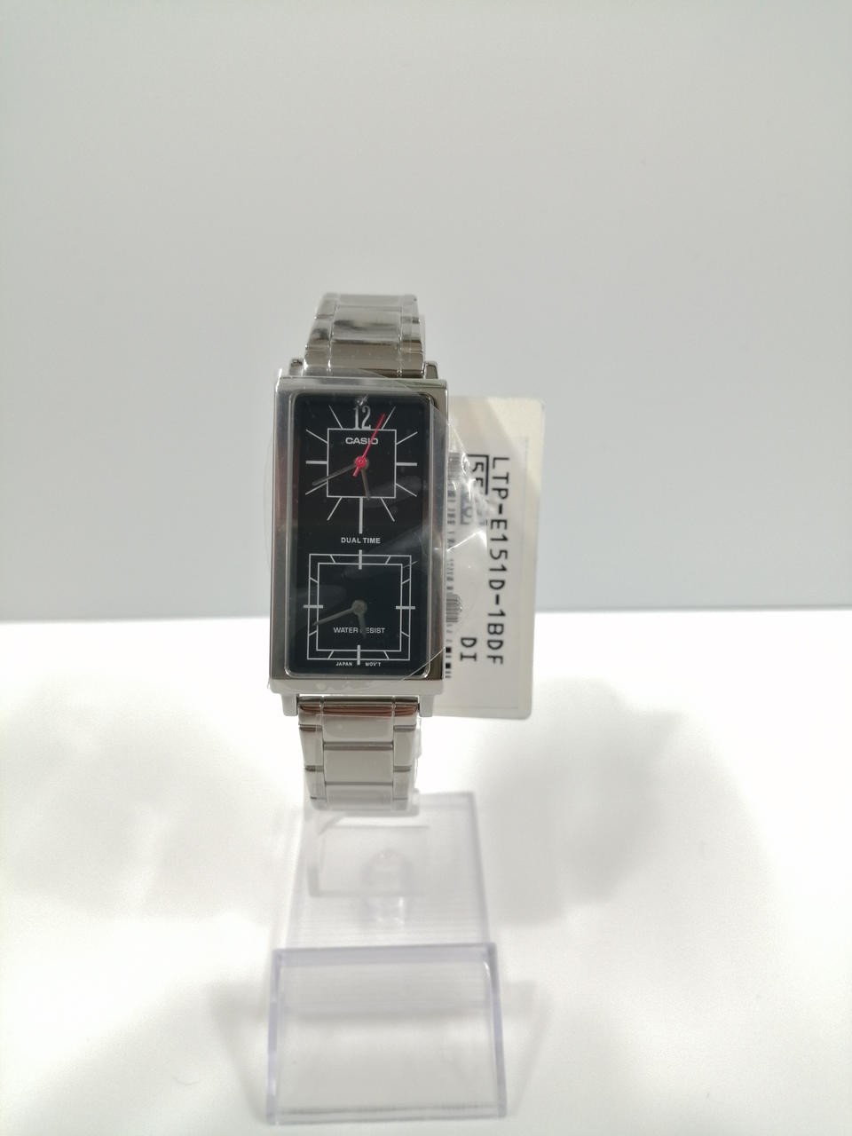 Casio Ltp-E151D-1B Dual-Time Analog Quartz Watch for Men - Sleek Silver-Tone Stainless Steel Design