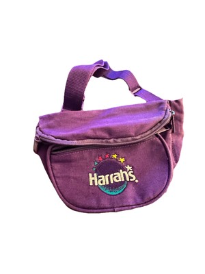 Vintage Purple Harrah's Casino Hotel Lake Tahoe Fanny Pack 90s Canvas Gambling