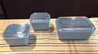 PERFECT VINTAGE SET 3 PYREX DELPHITE REFRIGERATOR DISHES W/LIDS