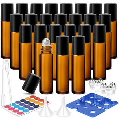 ComSaf 10ml Ätherische Öle Roller Glasflaschen 24er Set Anti