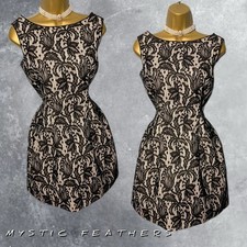 Nuovo con etichette ZARA nero/nudo pizzo ricamo elegante elegante mini abito da festa taglia S UK 8