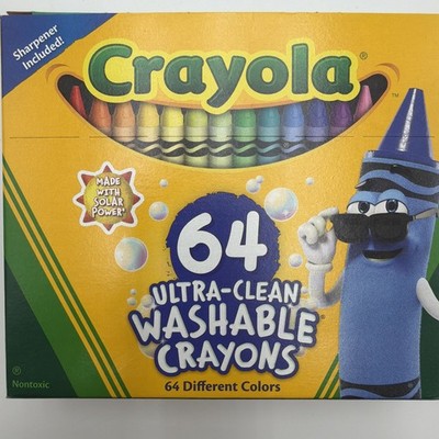 Crayola 64 Ultra Clean Washable Crayons with Sharpener New Sealed 64 Colors