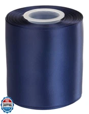 Ribbonitlux 4" Wide Double Face Satin Ribbon 25 Yards (370-Navy Blue, Set for