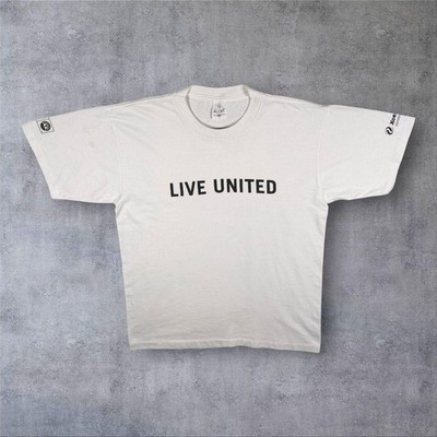 Vintage 90's Alore ''Live United'' USA Spellout White Single Stitch T-Shirt Large