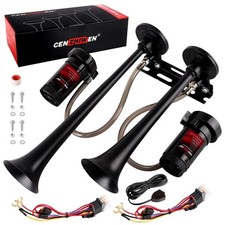 Dual Trumpet Metal Air Horn for truck Kit with 2 Compressors-12V 150dB Ultra ...