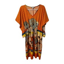 AA Studio AA Kaftan Dress Women's Medium Bohemian Floral Abstract Polkadot Folk