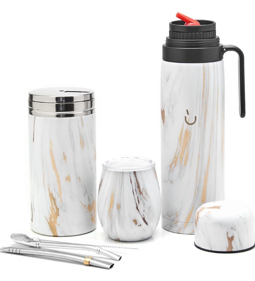 BALIBETOV Complete Yerba Mate Set - Modern Mate Gourd, Thermal Flask, Yerba...