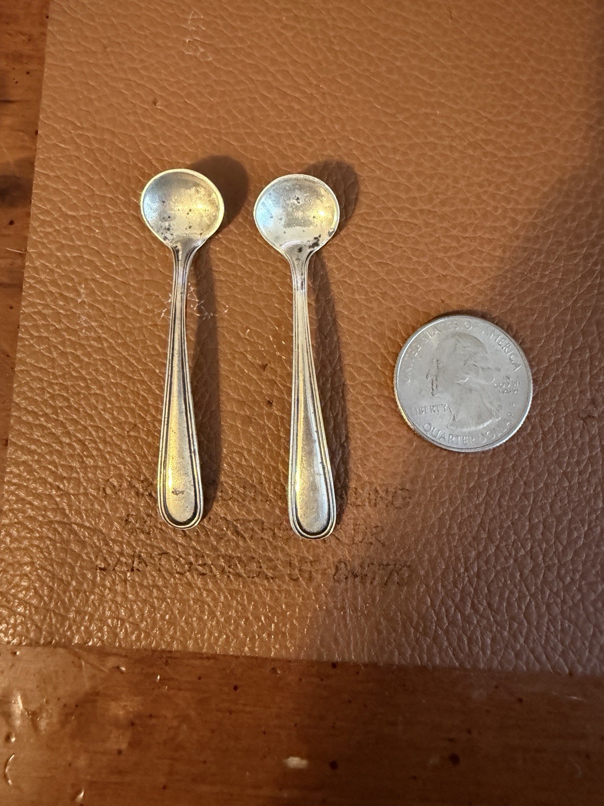 Pair Of Vintage Sterling Silver, Sugar, Salt, Spice Spoons Mini, Very Cool!