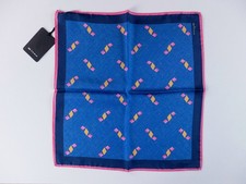  NO CUSTOMS TAX KITON Napoli dark blue geometric print silk pocket square