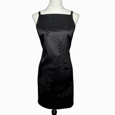 Vintage CDC Petites Dress Size 10 Black Floral Beaded Sleeveless Party Cocktail