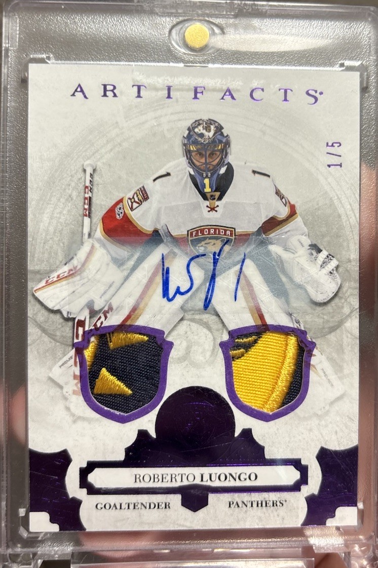 Roberto Luongo 2017-18 Purple Artifacts Patch Auto /5 1/5 Florida Panthers