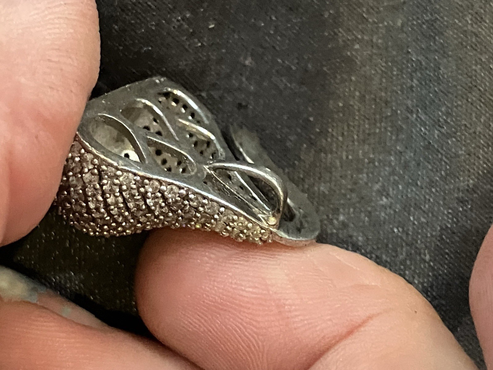 WTJ Sterling 925 Hersey Kisses Cubic Zirconia Pendant Prong Set Pave