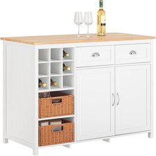 Isola Cucina Con 2 Cestelli in Rattan Mobile Da Cucina Mobile Credenza Tavolo Da