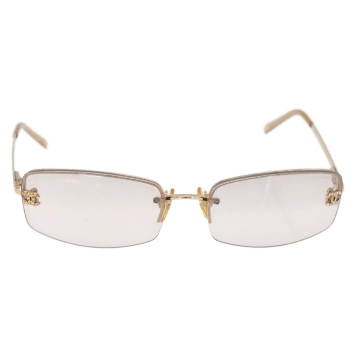 CHANEL COCO Mark Sunglasses metal Gold Tone 4093-B CC Auth 175518