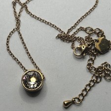 Sparkly Swarovski Faceted Cut Crystal Bead Pendant Necklace Gold Tone TCS 14-17”