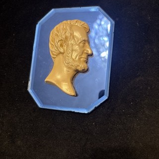 Abraham Lincoln Bust Plaque I’m Blue Glass Mirror House Of David Benton Harbor