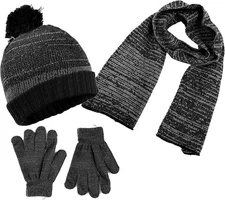 Boys 3 Item Polarwear Winter Kid-Set: Hat, scarf & Glove (Style: Charcoal1262)