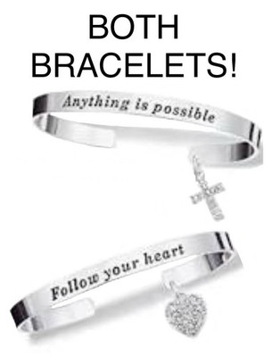 2015 Avon MY TRUTH CHARM BRACELET HEART & CROSS Silver-Tone NOS in Boxes! BOTH!
