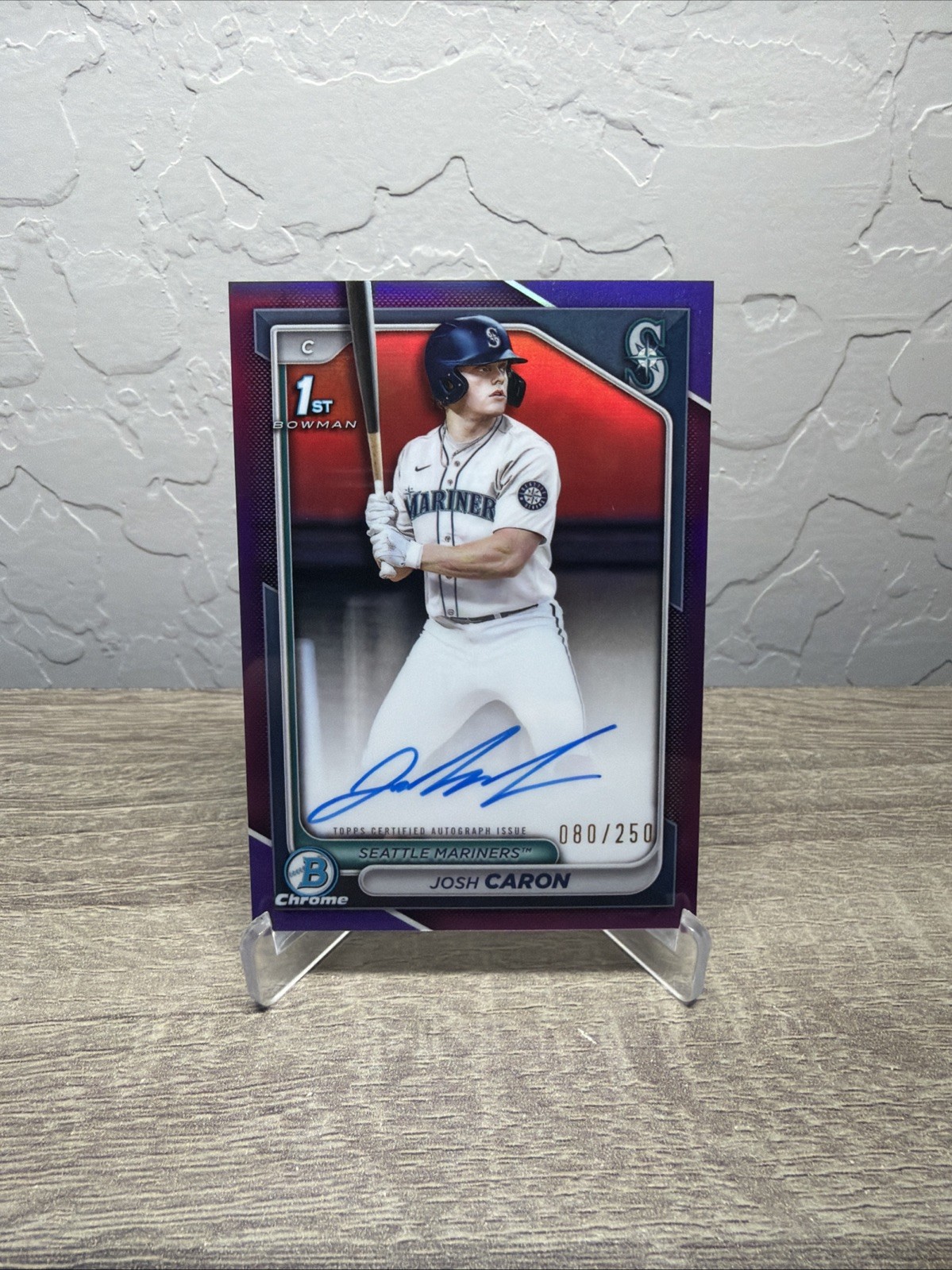 2024 Bowman Chrome Draft Josh Caron Purple Refractor Auto /250 #CPA-JCA Mariners
