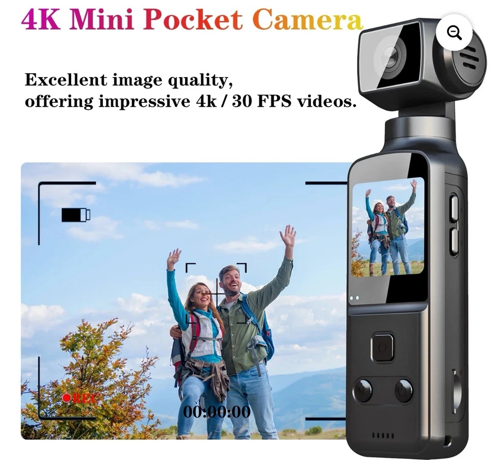 Камера корпус 4K с внешним микрофоном мини видео аудио карманная камера поворот на 270° - Изображение 3 из 4